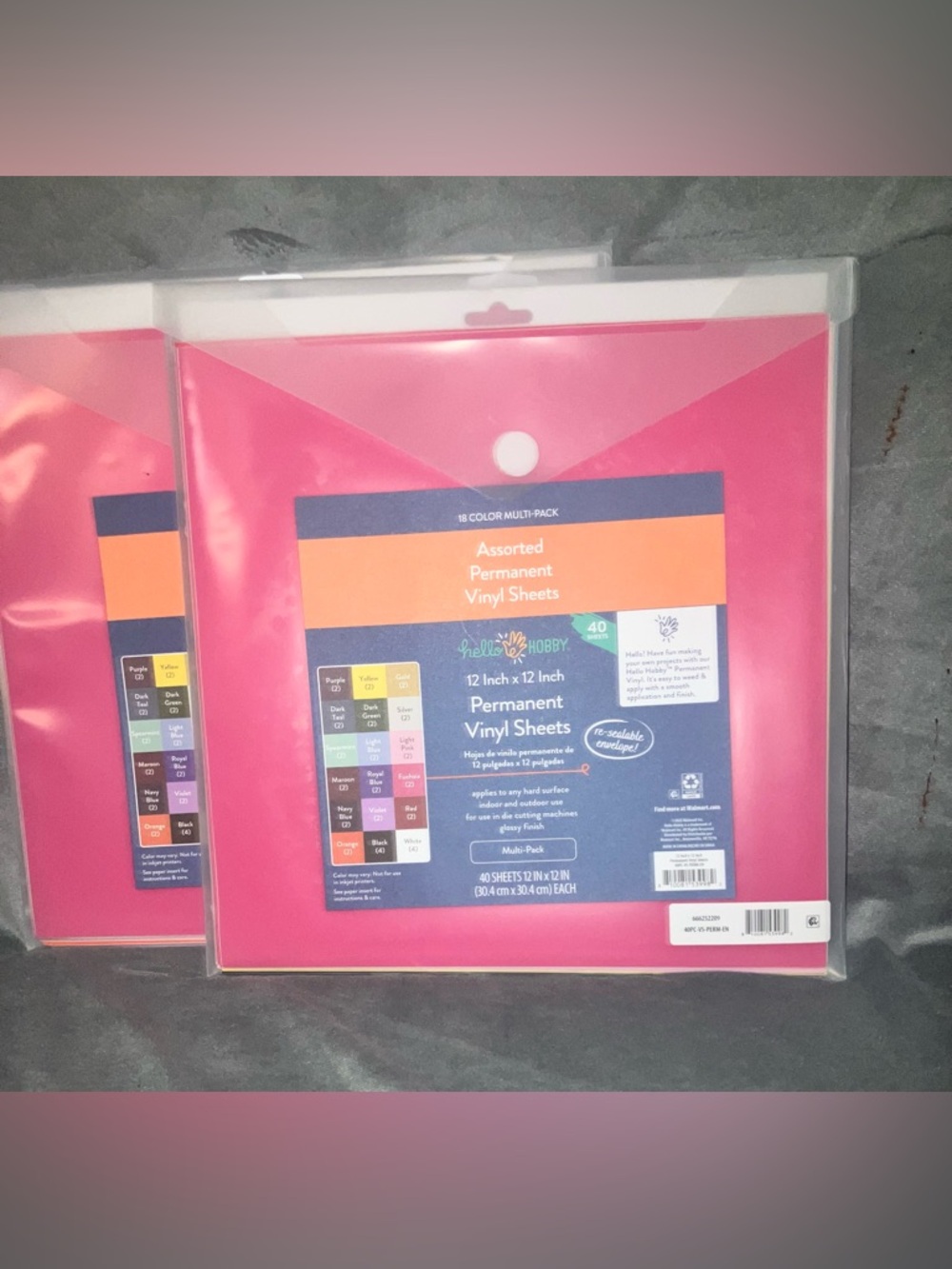 Hello Hobby Permanent Vinyl Sheets 40 sheets 18 colors
